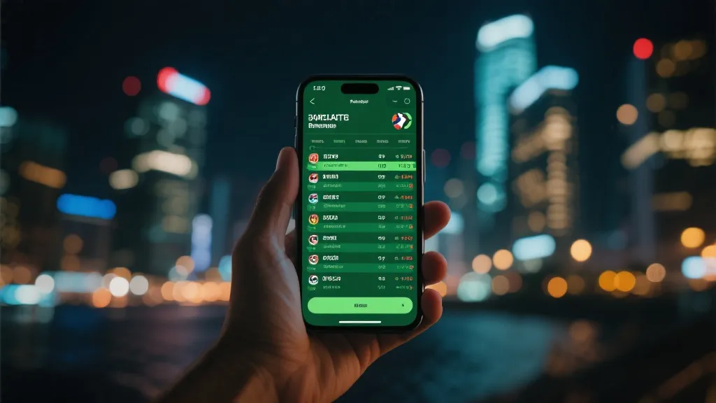 手机屏幕显示实时比分与积分榜，社交媒体热议的视觉氛围